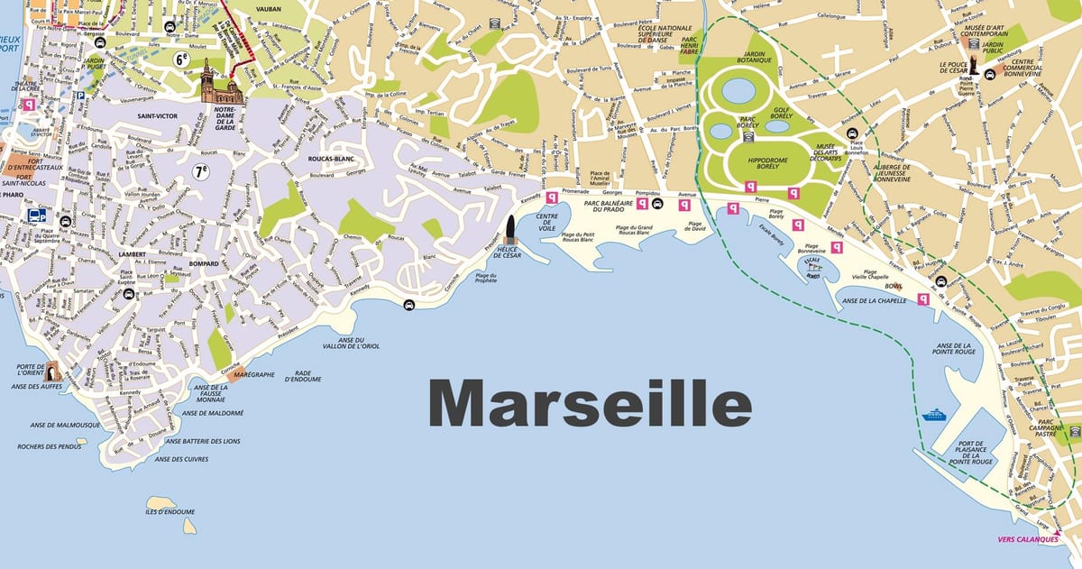 Marseille rannat kartta