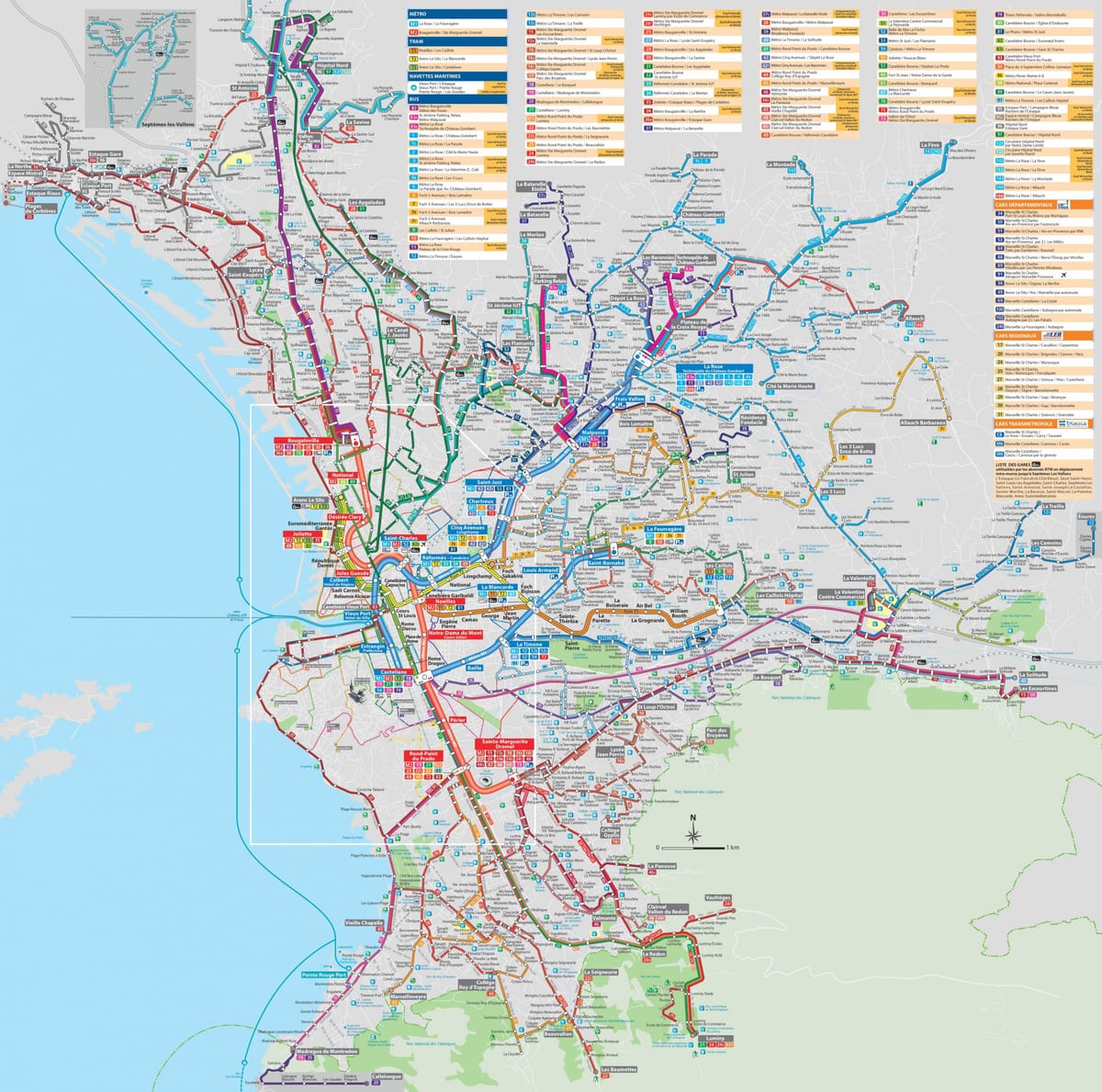 Marseille liikenteen kartta