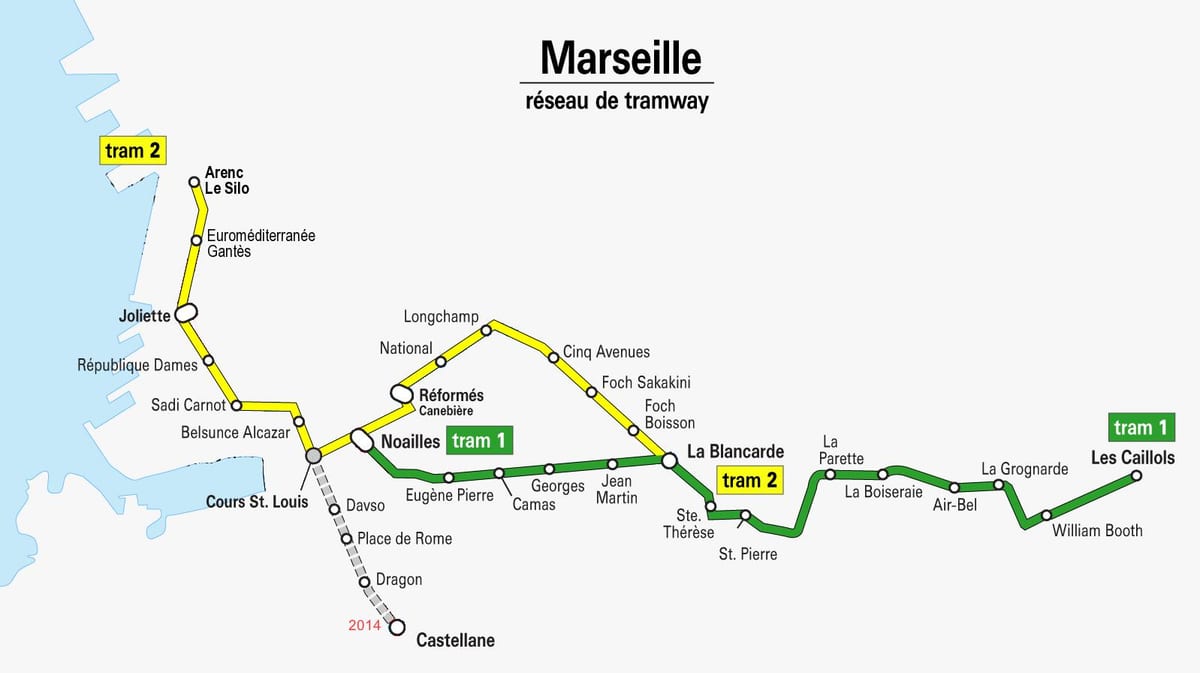 kartta Marseille raitiovaunu