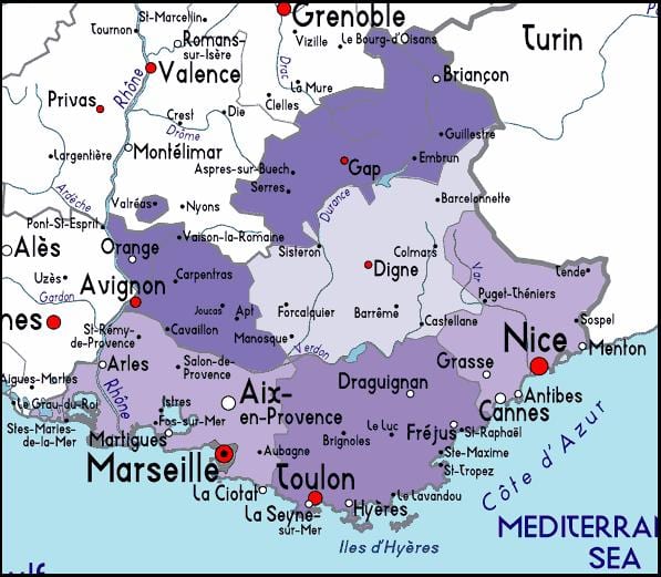 kartta Marseille alueella