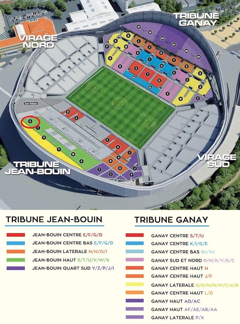 stade velodrome istuimet kartta